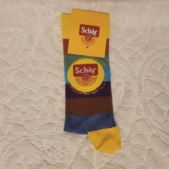 Schar Rainbow Stripe Pride Crew Socks from Schar Gluten Free Brand OSFM New - Picture 1 of 3